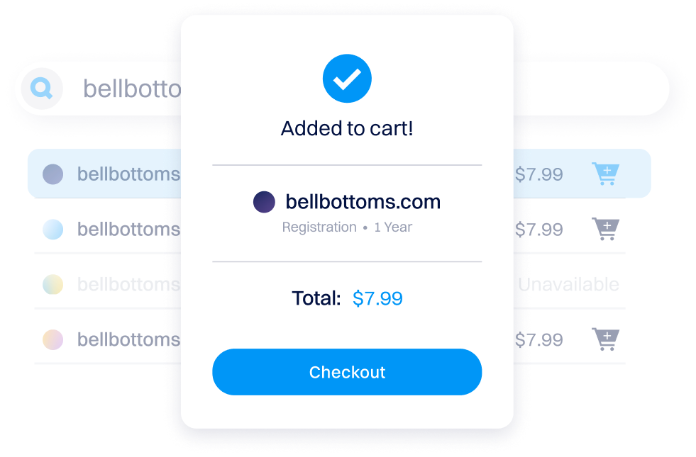 adding a domain name to cart to checkout