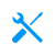 A wrench and screwdriver crossed, symbolizing tools or features.