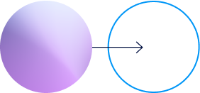 Abstract illustration showing a transition from a filled circle to an outlined circle with an arrow.