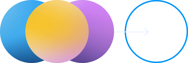 Abstract gradient circles moving toward an outlined circle, representing focus or goal achievement
