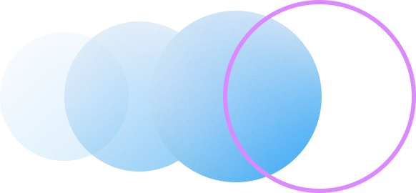 Layered blue gradient circles transitioning in opacity, ending with a highlighted circular outline.