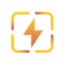 Gradient lightning bolt icon inside a rounded square outline, symbolizing fast performance, instant activation, or rapid website loading speed.