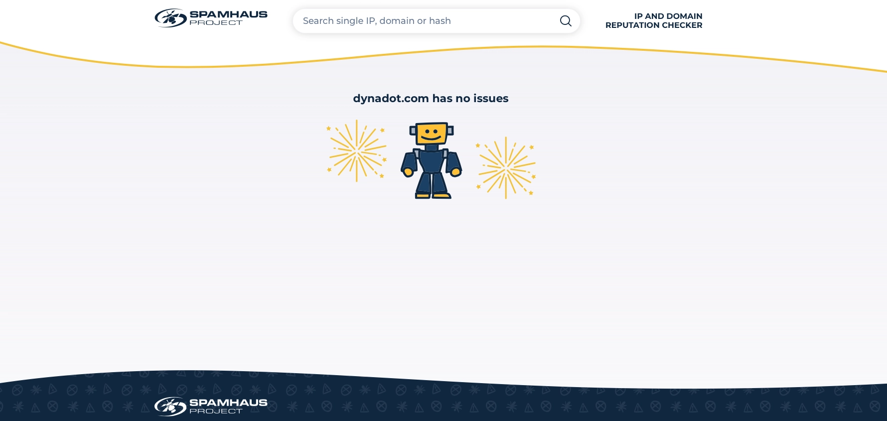 Screenshot of Spamhaus website results for dynadot.com