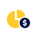 Yellow pie chart icon with a dollar symbol, representing pricing breakdown, value distribution, or cost analysis for a domain.