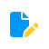 Icon showing a blue document with a yellow pencil, representing editing, writing, or updating domain information or content.