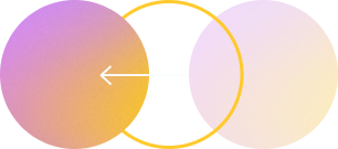 White left-turn arrow icon on a purple-to-yellow gradient background with circular shapes