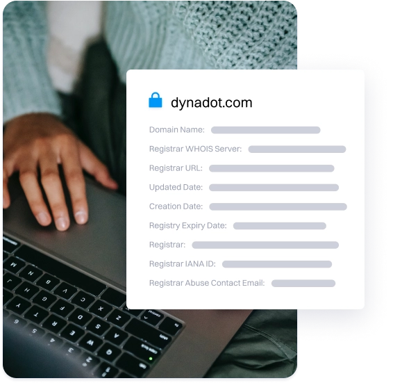 laptop user conducting whois search with search results displayed